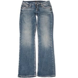 SILVER Jeans Women's SUKI Mid Rise Slim Boot Jeans Sz. 27x31 Actual 29x31.5 EUC!